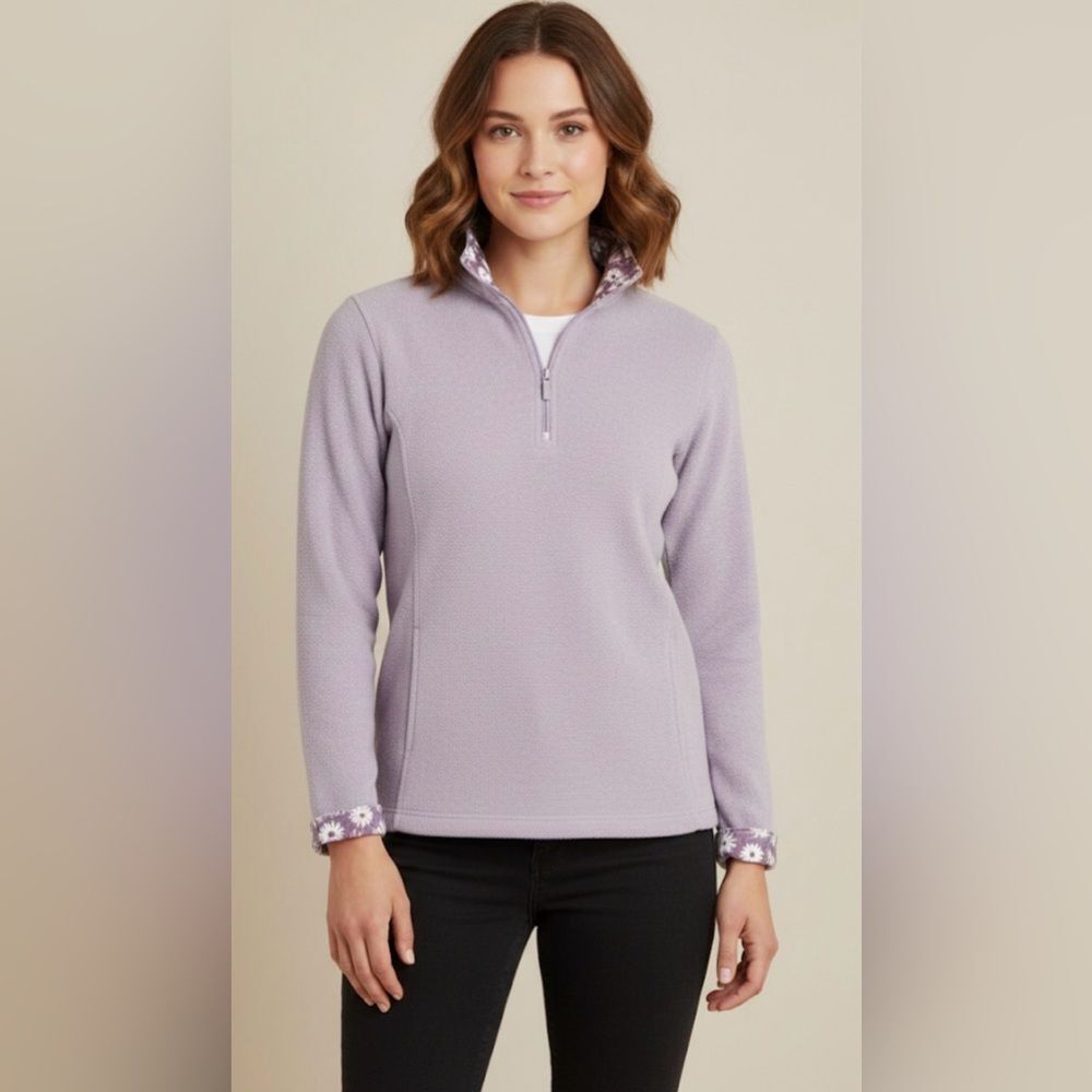 NWT!! Orvis Signature Lilac Long Sleeve 1/4 Zip Pullover Top Size Large